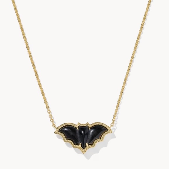Kendra Scott Bat Gold Short Pendant Necklace in Golden Obsidian - Picture 1 of 4